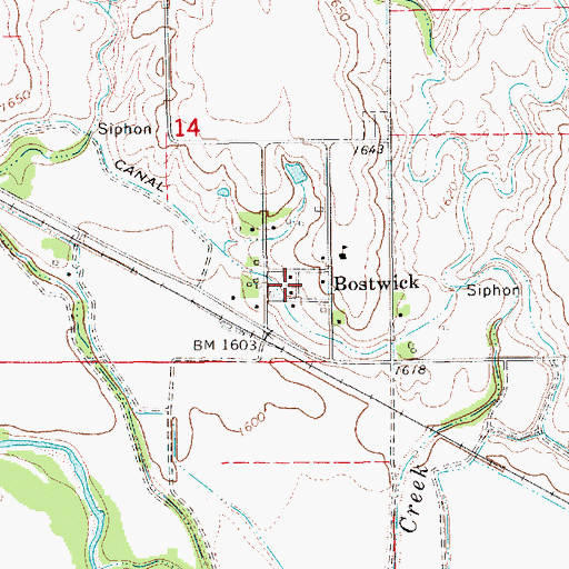 Topographic Map of Bostwick Post Office (historical), NE
