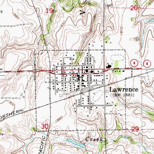 Topographic Map of Lawrence Post Office, NE