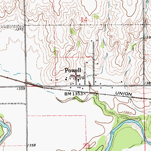 Topographic Map of Powell Post Office (historical), NE