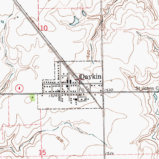 Topographic Map of Daykin, NE