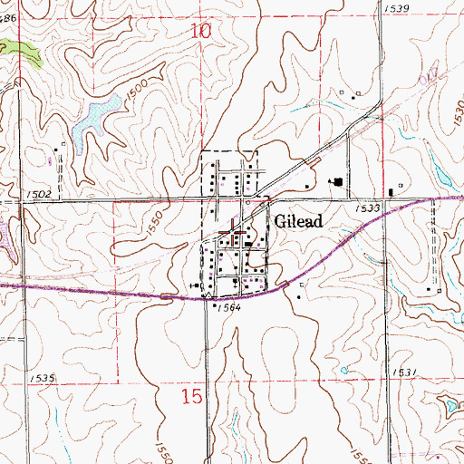 Topographic Map of Gilead Post Office - CPO, NE