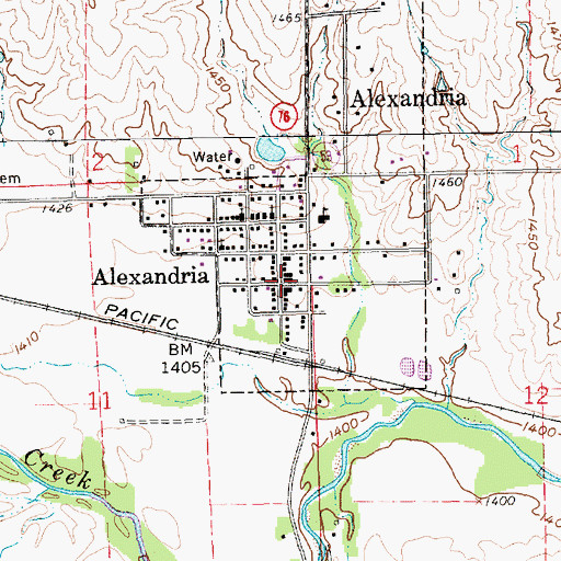 Topographic Map of Alexandria United Presbyterian Church, NE