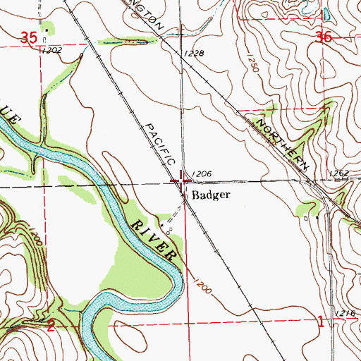 Topographic Map of Badger, NE