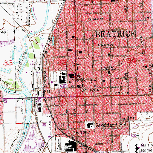 Topographic Map of Centenary United Methodist Church, NE