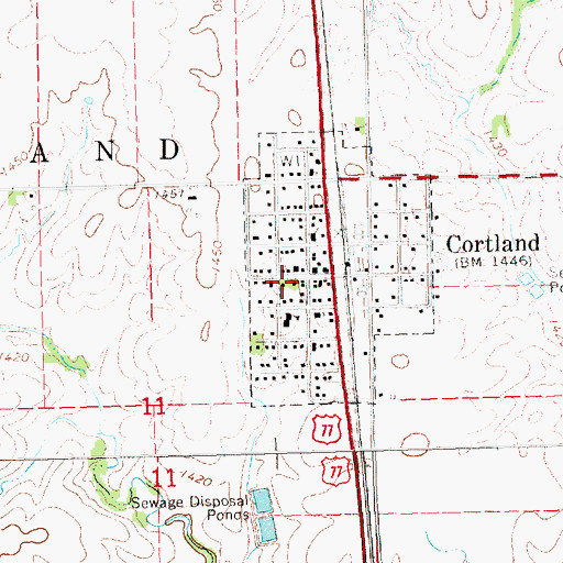 Topographic Map of Cortland Post Office, NE