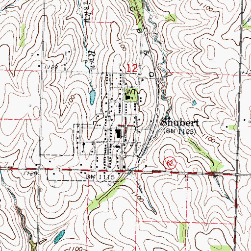 Topographic Map of Shubert Christian Church, NE