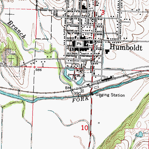 Topographic Map of Humboldt Lake Park Campground, NE