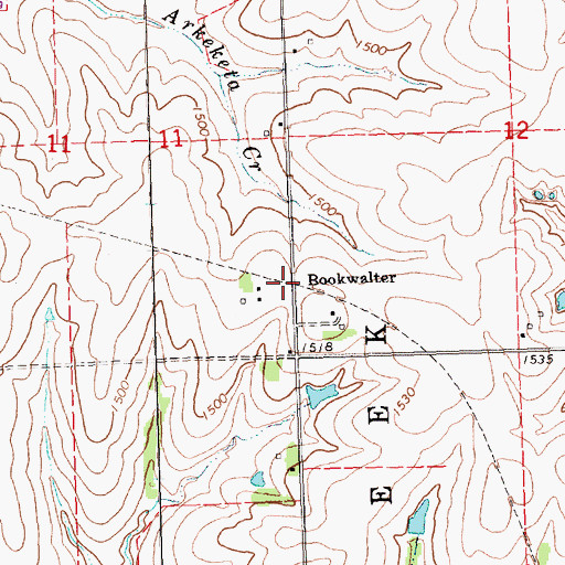 Topographic Map of Bookwalter Post Office (historical), NE