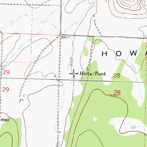 Topographic Map of Hally Tank, CO