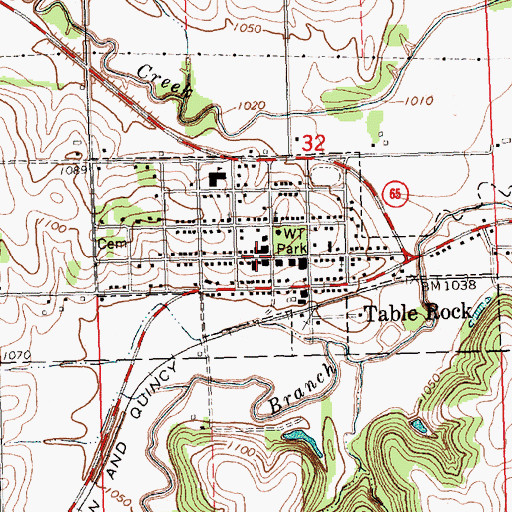 Topographic Map of Table Rock Public Library, NE