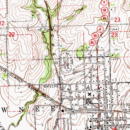 Topographic Map of Pawnee County Fairground, NE
