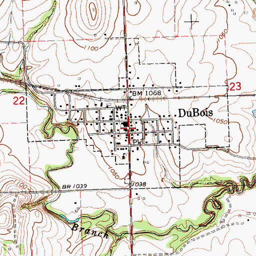 Topographic Map of Du Bois Post Office, NE