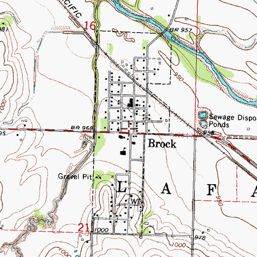 Topographic Map of Brock Post Office, NE