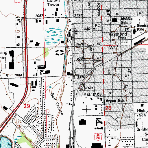 Topographic Map of Peavey Company Elevator, NE