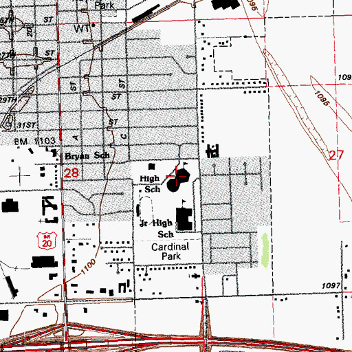 Topographic Map of South Sioux City Senior High School, NE