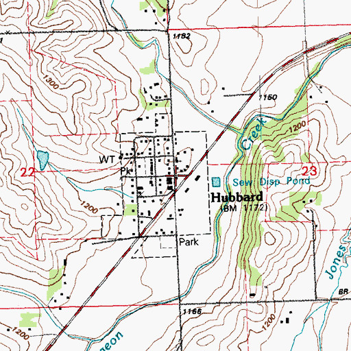 Topographic Map of Hubbard (historical), NE