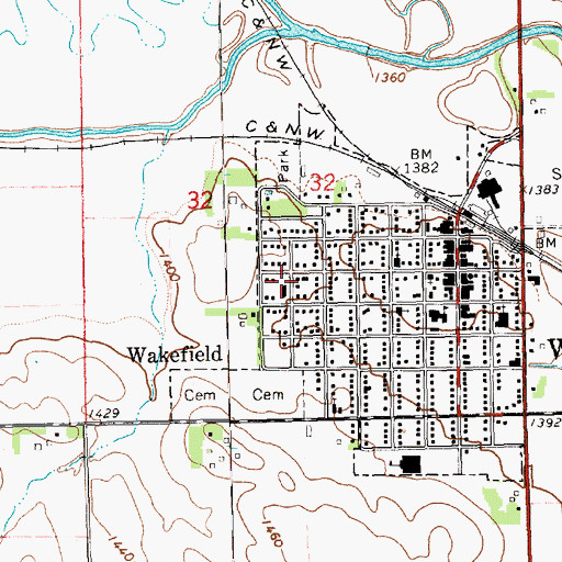 Topographic Map of Wakefield Health Care Center, NE