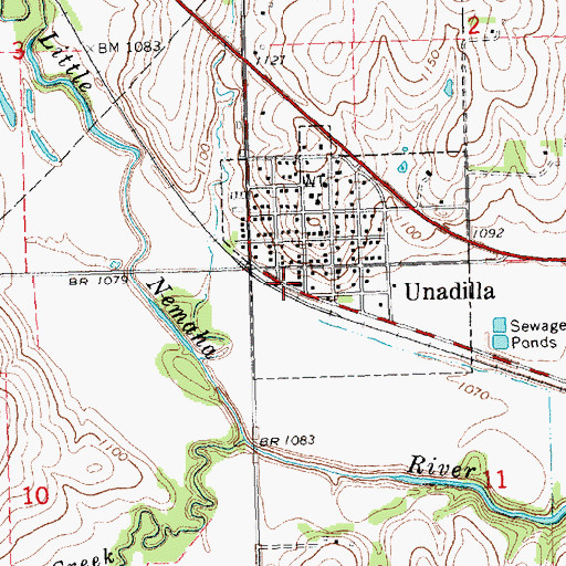 Topographic Map of Unadilla Post Office, NE