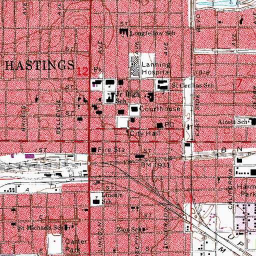 Topographic Map of Garvey Elevators Incorporated Elevator, NE