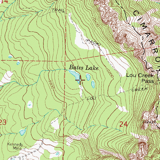 Topographic Map of Bates Lakes, CO