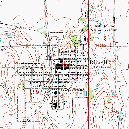 Topographic Map of Blue Hill Volunteer Fire and Rescue, NE