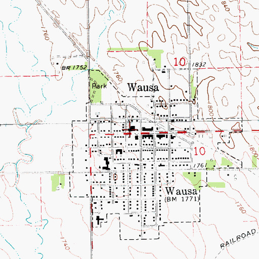 Topographic Map of Wausa Rural Fire District Ambulance and Rescue Squad, NE