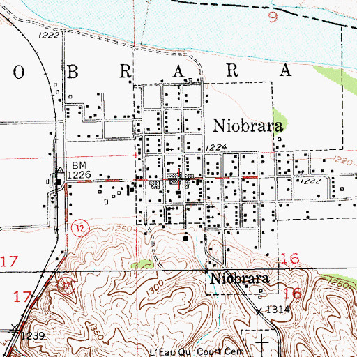 Topographic Map of Niobrara Village Library, NE