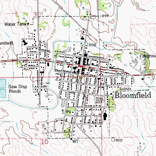 Topographic Map of Bloomfield Public Library, NE