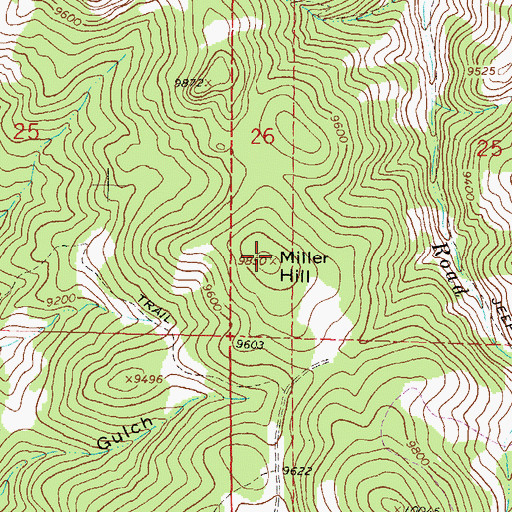 Topographic Map of Miller Hill, CO