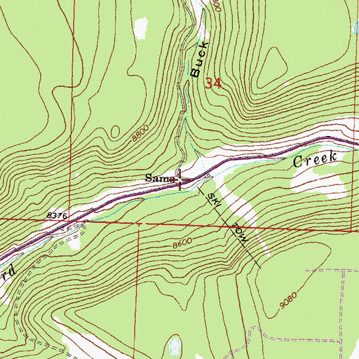 Topographic Map of Sams, CO