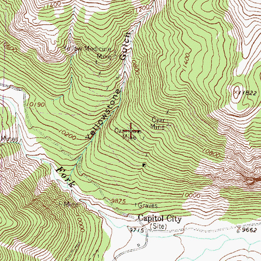 Topographic Map of Czarina Mine, CO