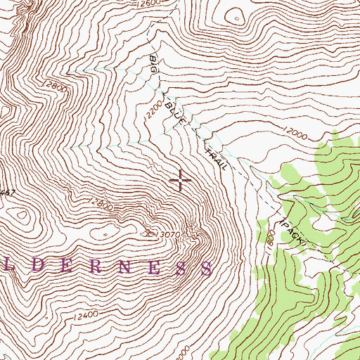Topographic Map of Big Blue Trail, CO