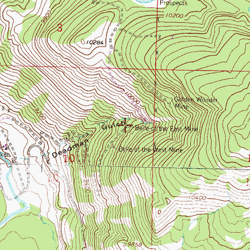Topographic Map of Belle of the East Mine, CO