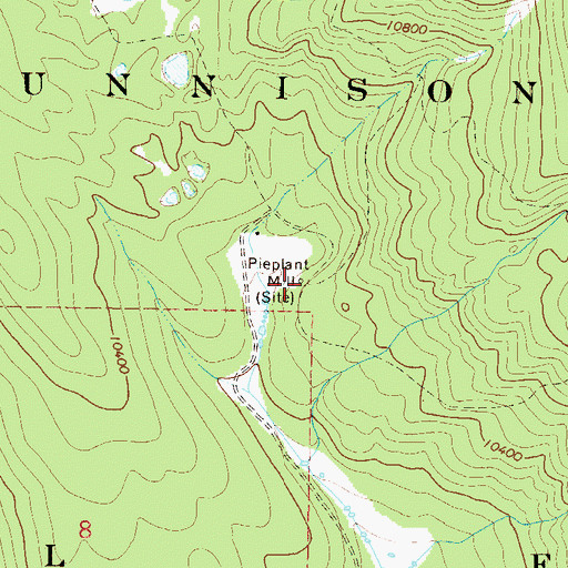 Topographic Map of Pieplant Mill, CO