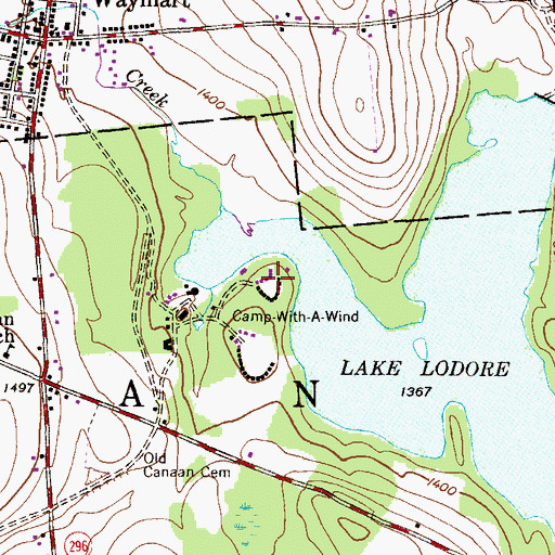 Topographic Map of Camp Ladore, PA