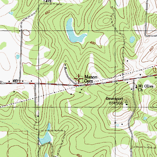 Topographic Map of Mason Cemetery, TX