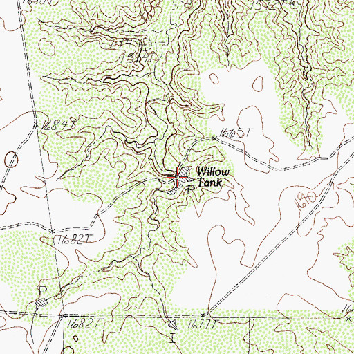 Topographic Map of Willow Tank, TX
