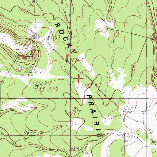 Topographic Map of Rocky Prairie, TX