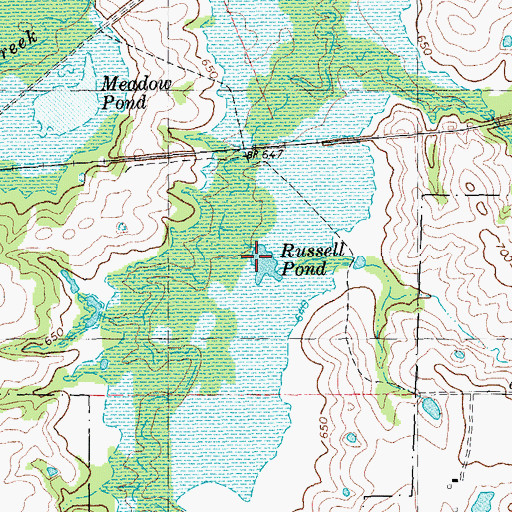Topographic Map of Russell Pond, TX