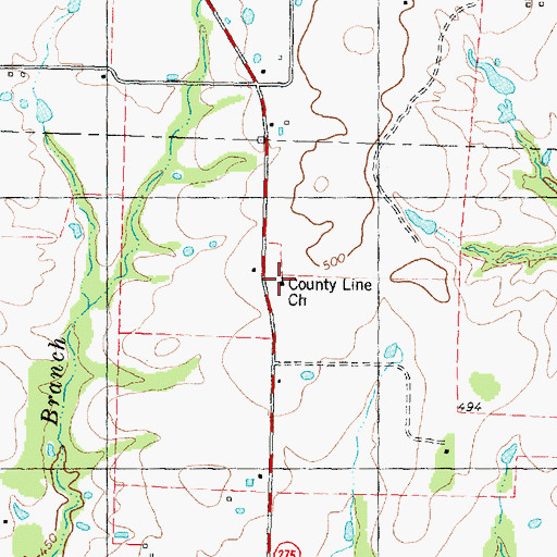 Topographic Map of County Line Church, TX