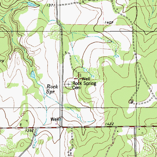Topographic Map of Well Spring, TX