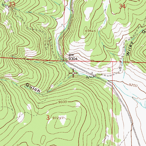 Topographic Map of Lorrain Gulch, CO