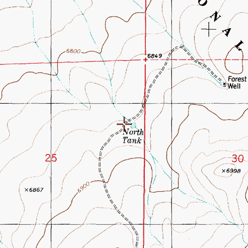Topographic Map of North Tank, NM