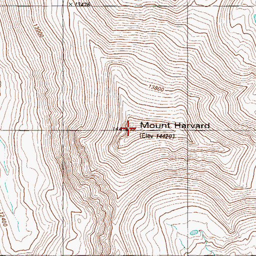 Topographic Map of Mount Harvard, CO