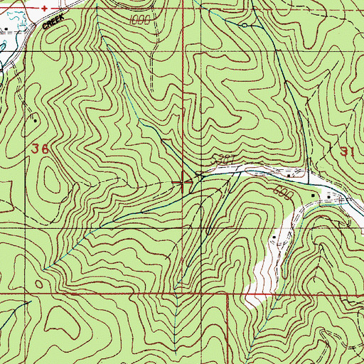 Topographic Map of Chicken Whistle Creek, OR