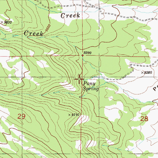 Topographic Map of Pony Spring, CO