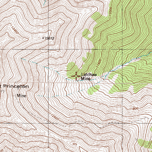 Topographic Map of Latchaw Mine, CO