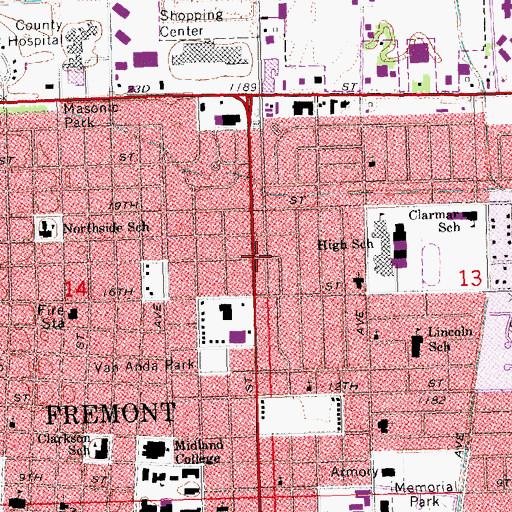 Topographic Map of Bell Street Plaza, NE