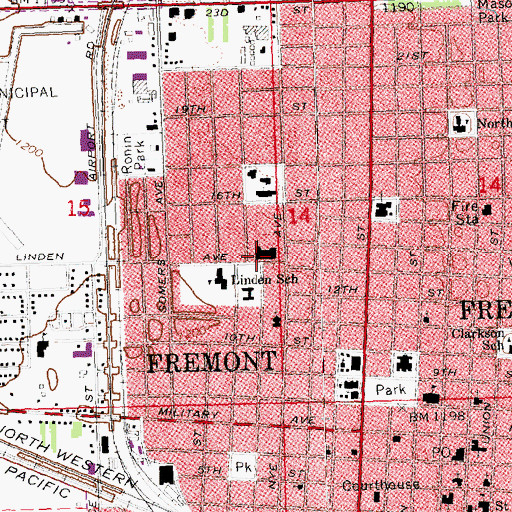 Topographic Map of Presbyterian Church of Fremont, NE