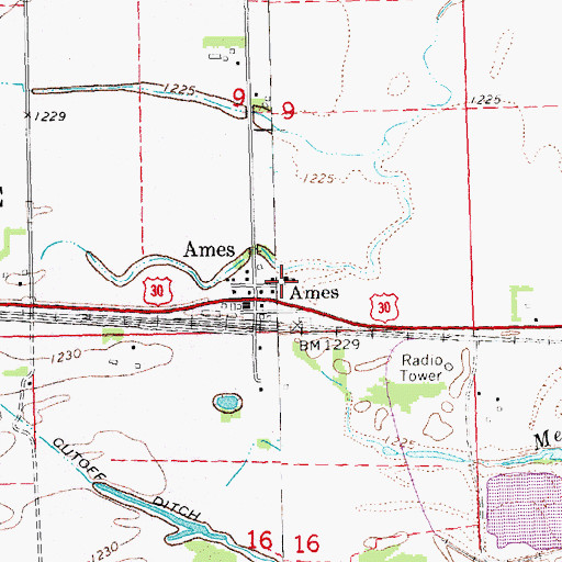Topographic Map of Ames Public School, NE